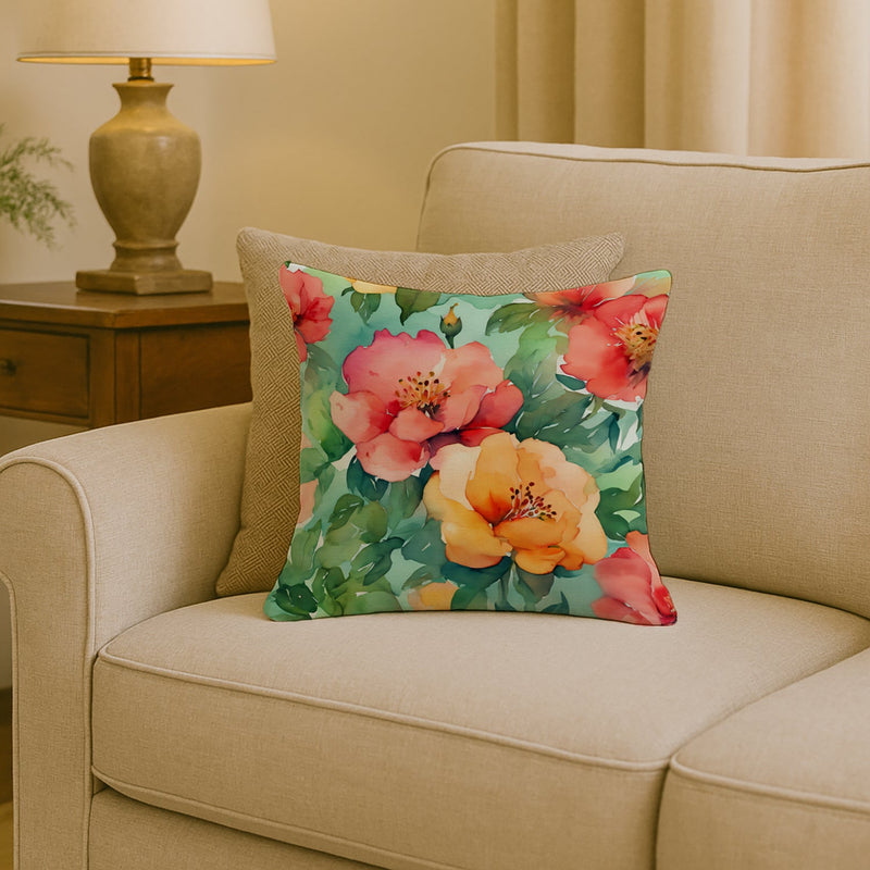 Georgia Cherokee Rose in Watercolor Throw Pillow