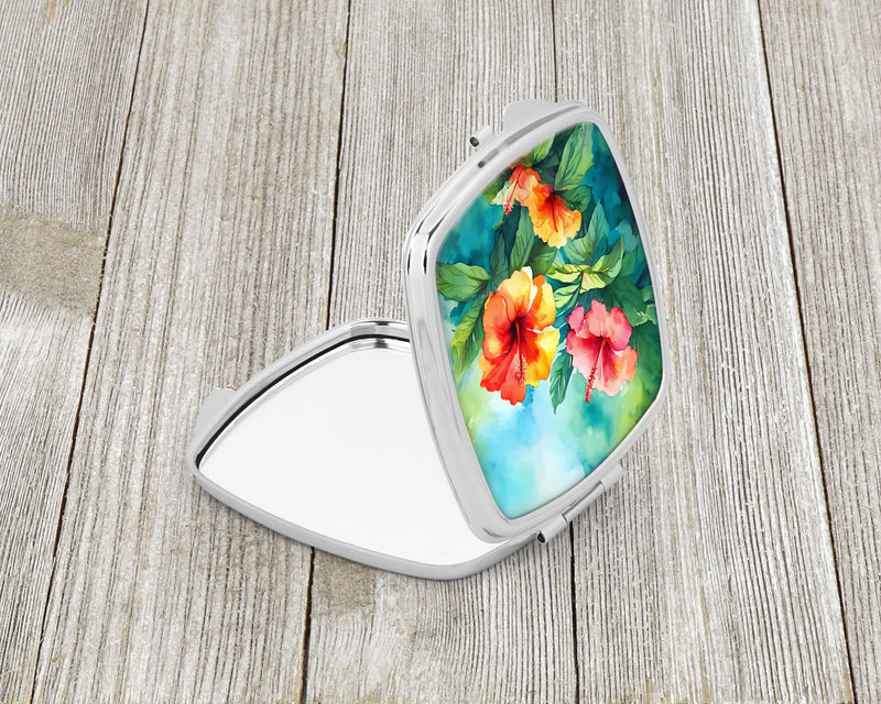 Hawaii Hawaiian Hibiscus in Watercolor Compact Mirror