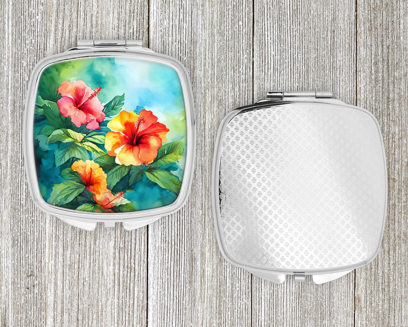 Hawaii Hawaiian Hibiscus in Watercolor Compact Mirror