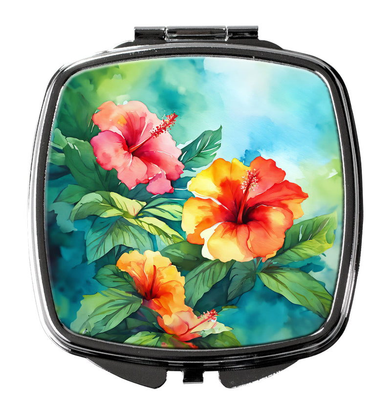 Hawaii Hawaiian Hibiscus in Watercolor Compact Mirror