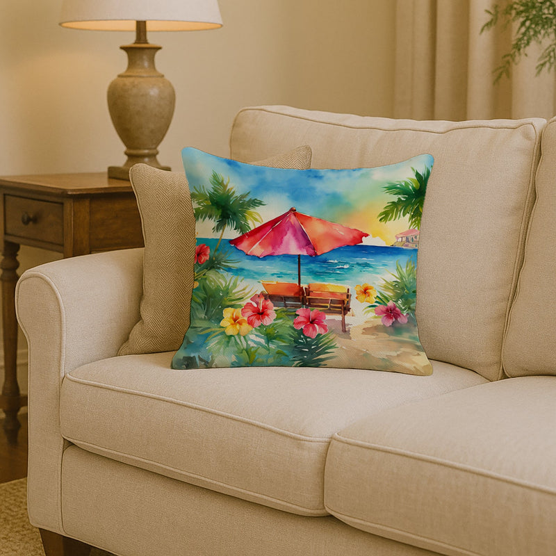 Hawaii Hawaiian Hibiscus in Watercolor Throw Pillow