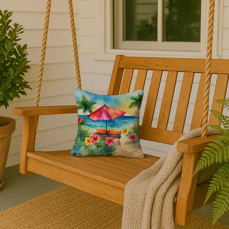 Hawaii Hawaiian Hibiscus in Watercolor Throw Pillow
