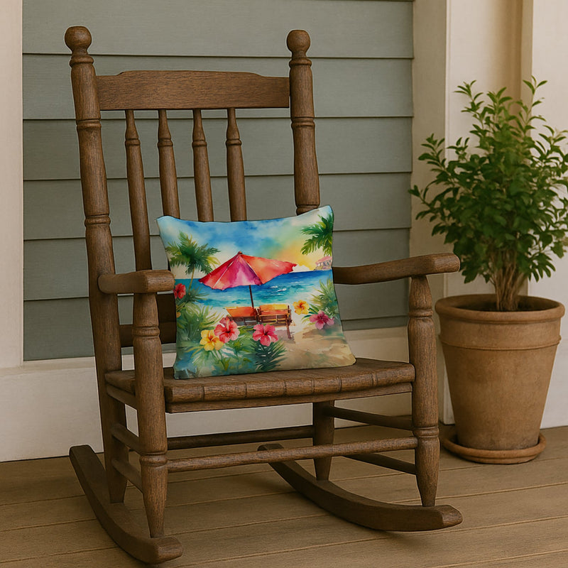 Hawaii Hawaiian Hibiscus in Watercolor Throw Pillow
