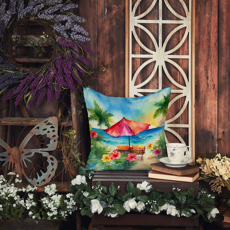 Hawaii Hawaiian Hibiscus in Watercolor Throw Pillow