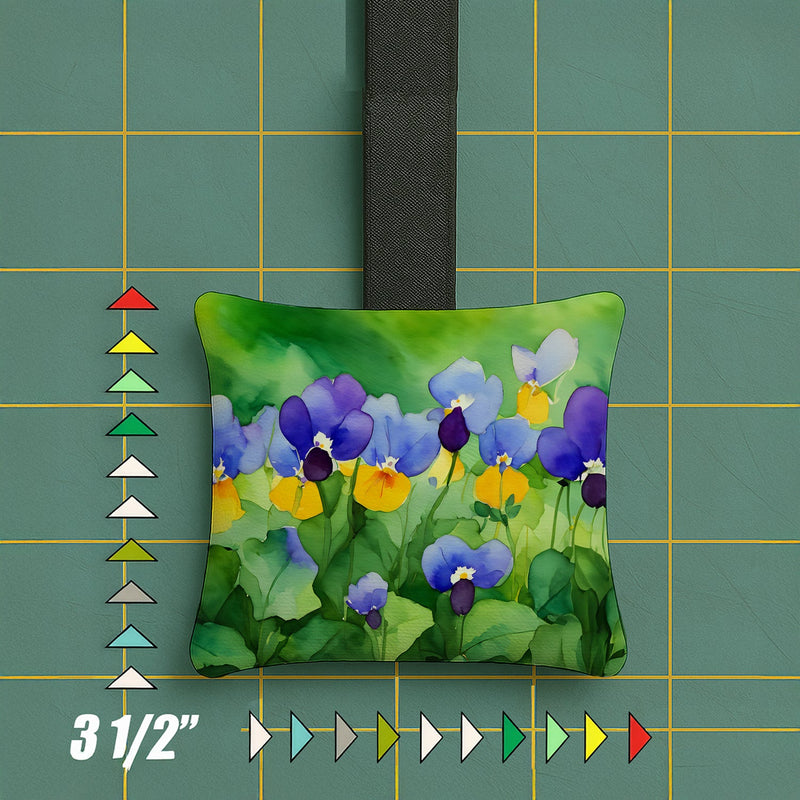 Illinois Violet in Watercolor Hanging Square Fabric Ornament 3.5 × 3.5