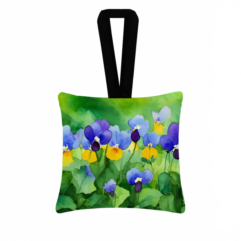 Illinois Violet in Watercolor Hanging Square Fabric Ornament 3.5 × 3.5