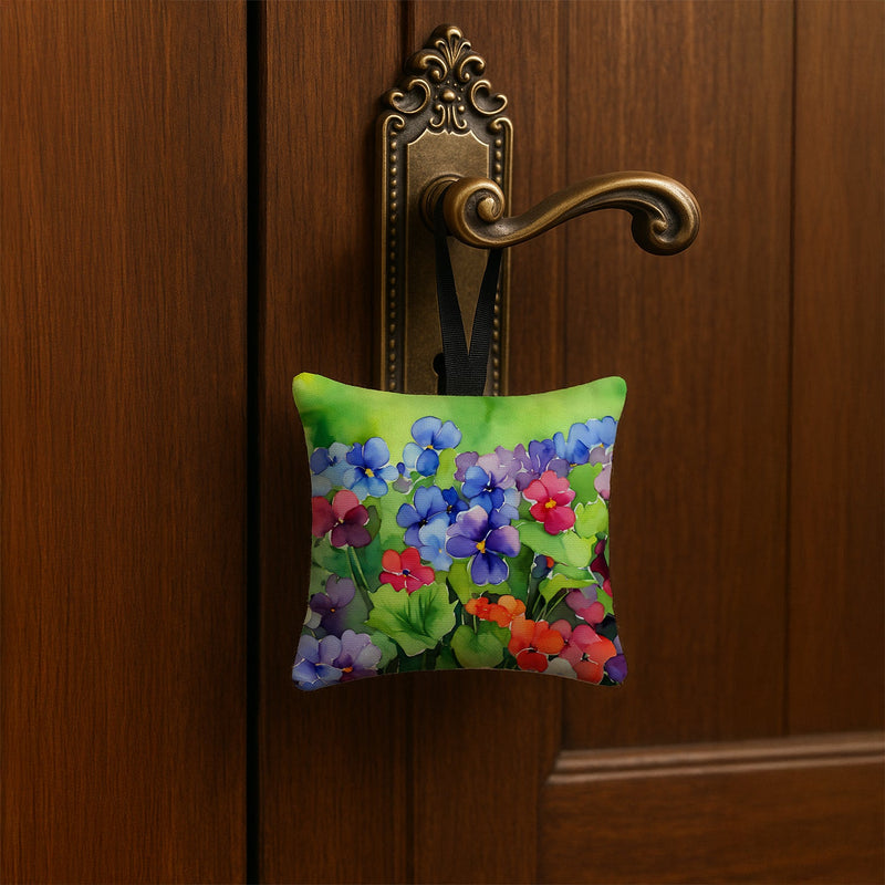Illinois Violet in Watercolor Hanging Square Fabric Ornament 3.5 × 3.5