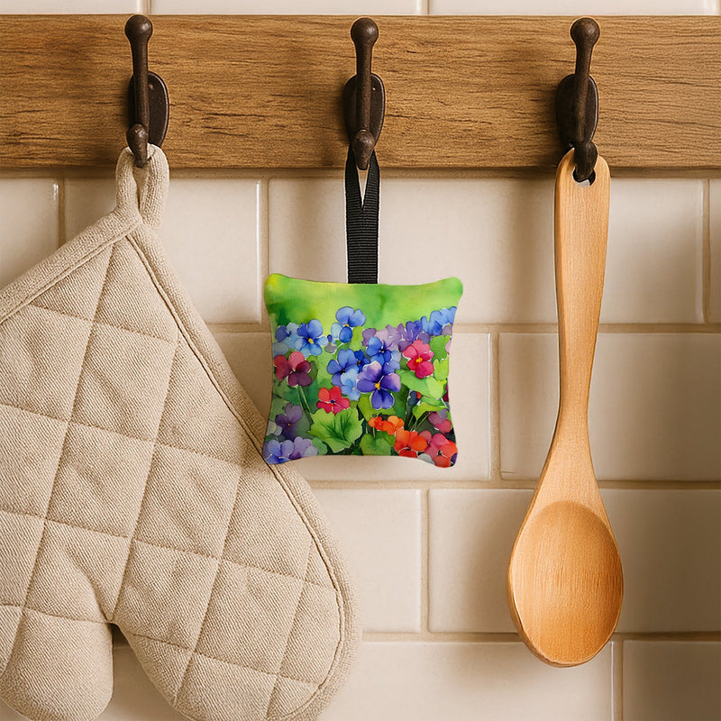 Illinois Violet in Watercolor Hanging Square Fabric Ornament 3.5 × 3.5