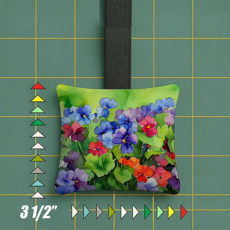 Illinois Violet in Watercolor Hanging Square Fabric Ornament 3.5 × 3.5