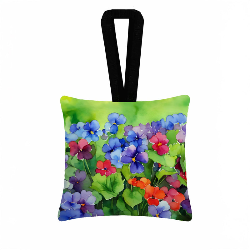 Illinois Violet in Watercolor Hanging Square Fabric Ornament 3.5 × 3.5