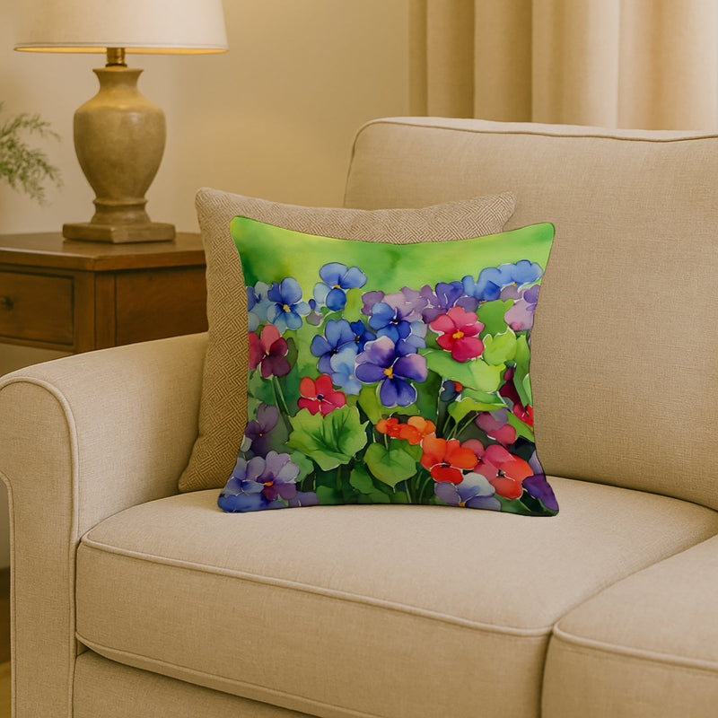 Illinois Violet in Watercolor Throw Pillow
