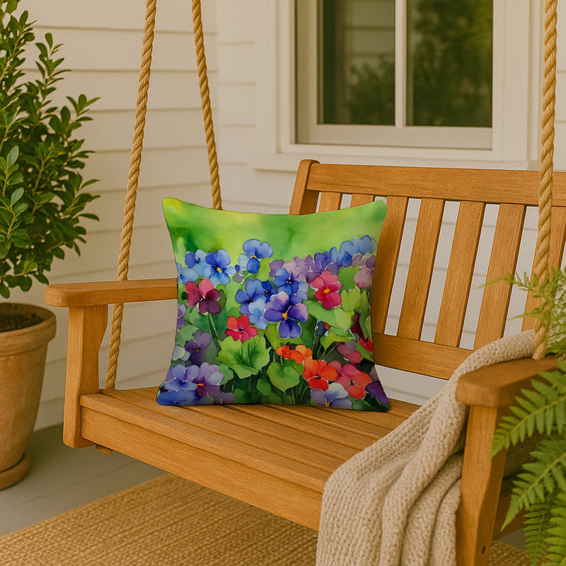 Illinois Violet in Watercolor Throw Pillow