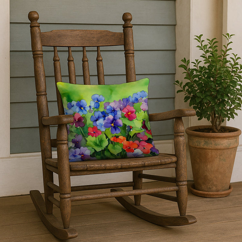 Illinois Violet in Watercolor Throw Pillow