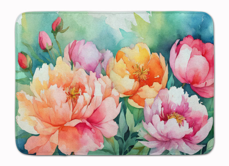 Indiana Peonies in Watercolor Memory Foam Kitchen Mat
