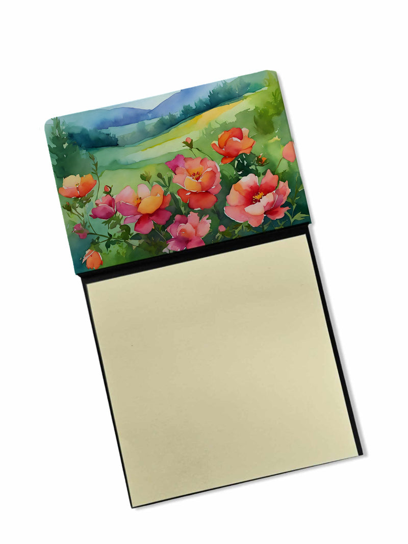 Iowa Wild Prairie Roses in Watercolor Sticky Note Holder