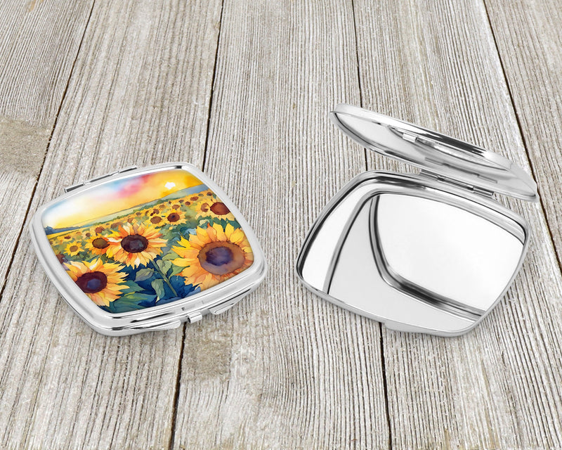 Kansas Sunflowers in Watercolor Compact Mirror