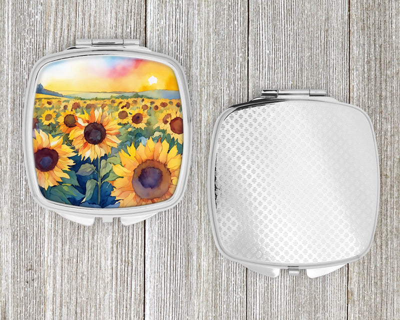 Kansas Sunflowers in Watercolor Compact Mirror