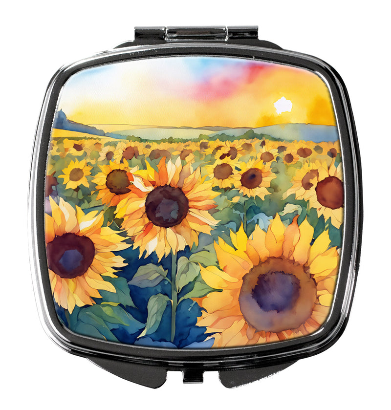 Kansas Sunflowers in Watercolor Compact Mirror