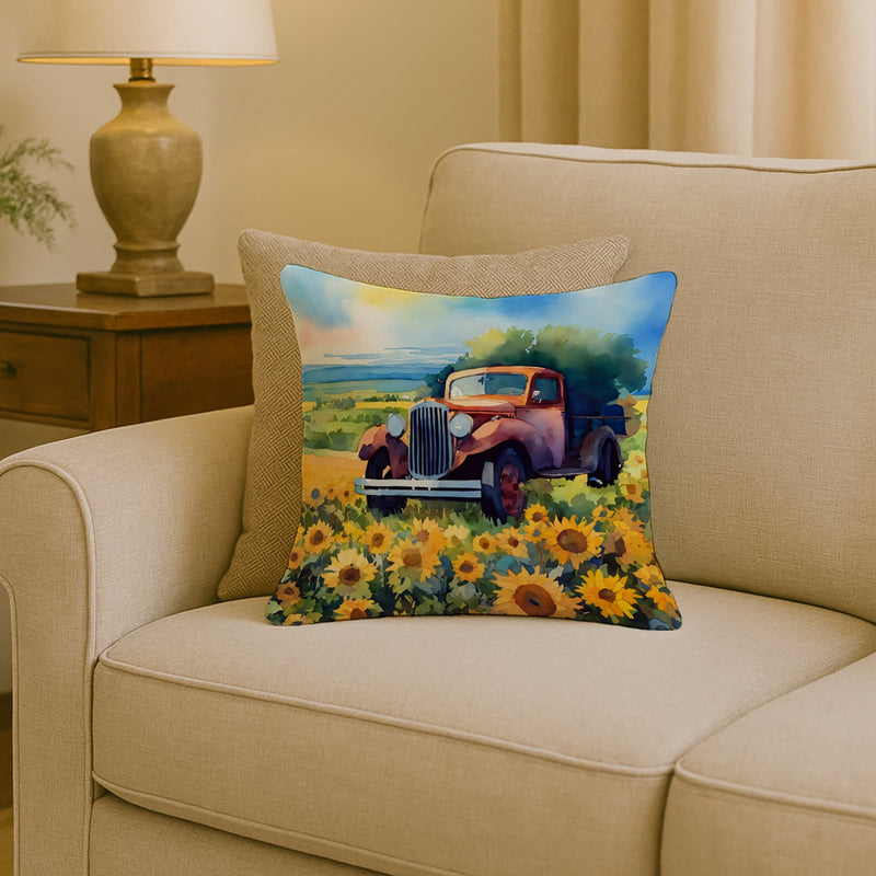 Kansas Sunflowers in Watercolor Throw Pillow