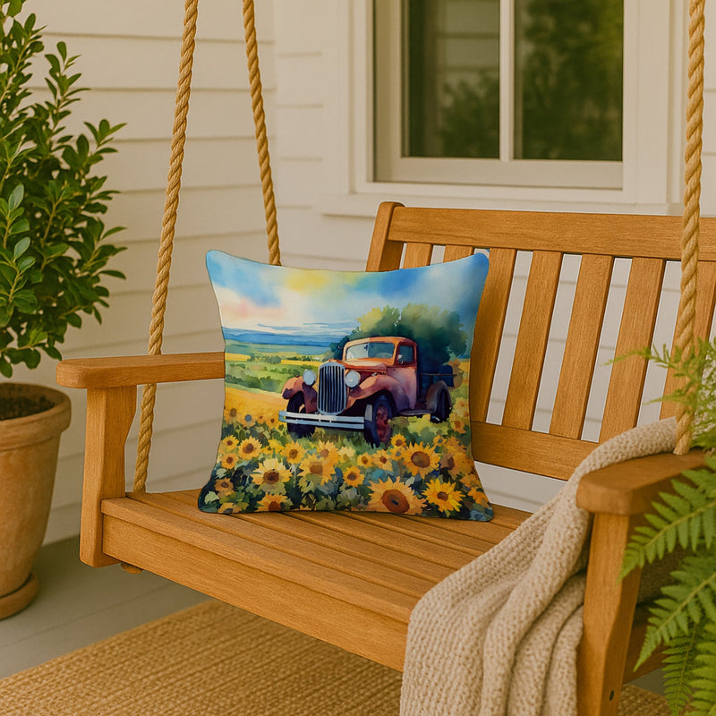 Kansas Sunflowers in Watercolor Throw Pillow