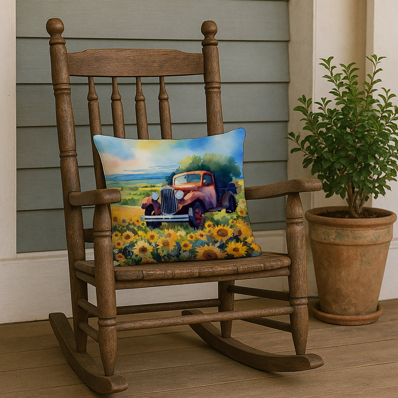 Kansas Sunflowers in Watercolor Throw Pillow