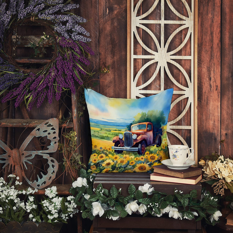 Kansas Sunflowers in Watercolor Throw Pillow