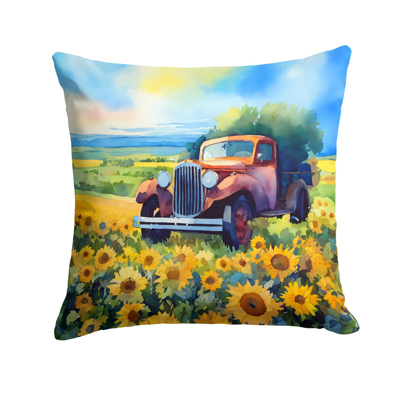 Kansas Sunflowers in Watercolor Throw Pillow