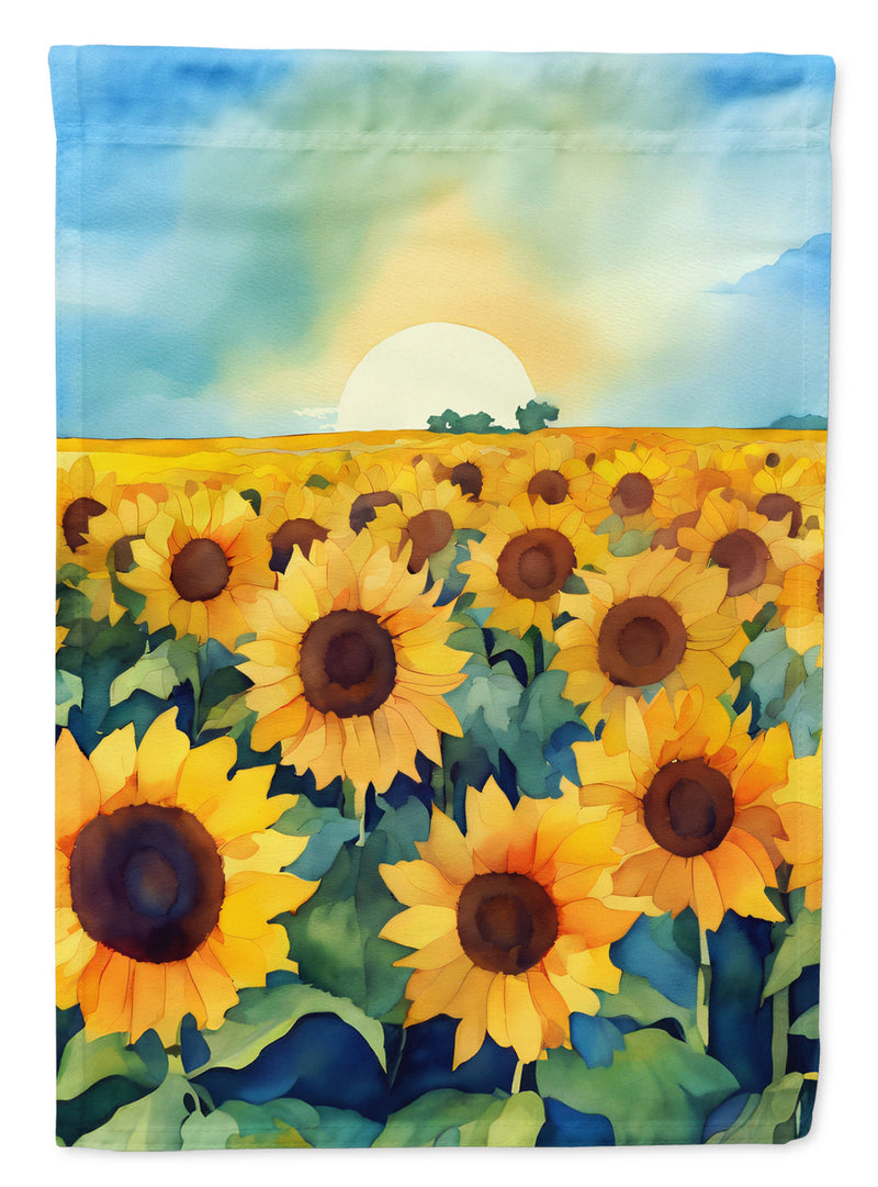 Kansas Sunflowers in Watercolor House Flag