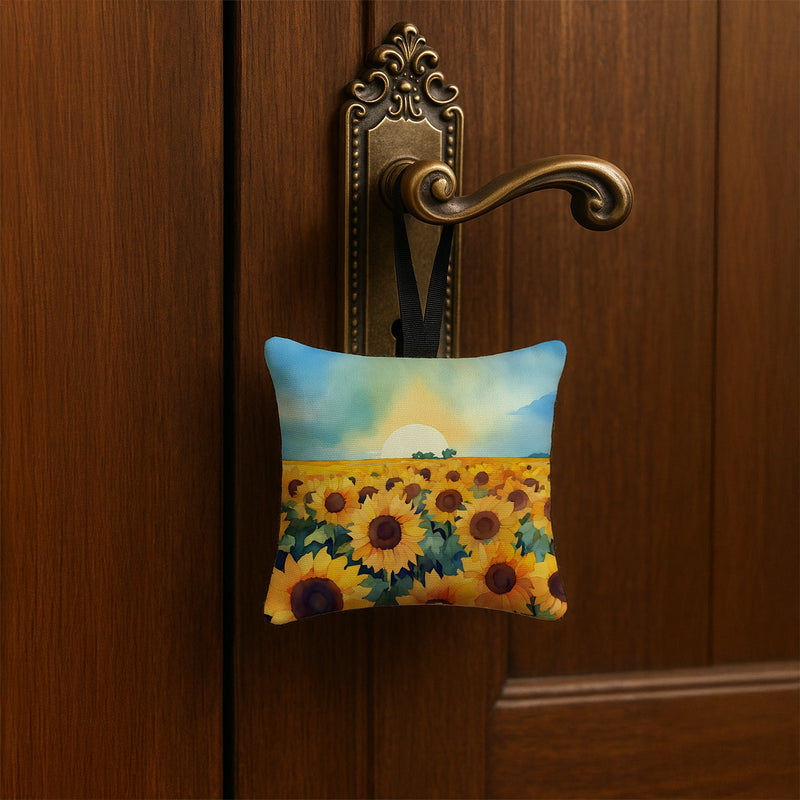 Kansas Sunflowers in Watercolor Hanging Square Fabric Ornament 3.5 × 3.5