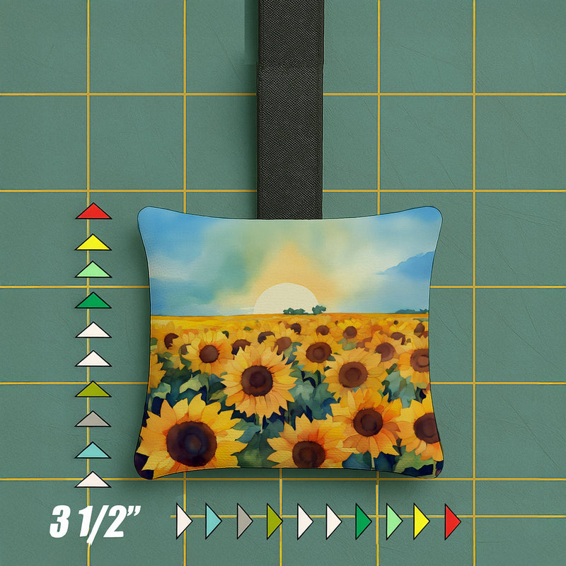 Kansas Sunflowers in Watercolor Hanging Square Fabric Ornament 3.5 × 3.5