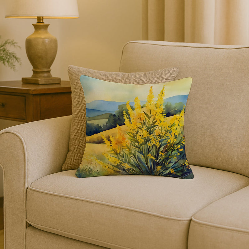 Kentucky Goldenrod in Watercolor Throw Pillow