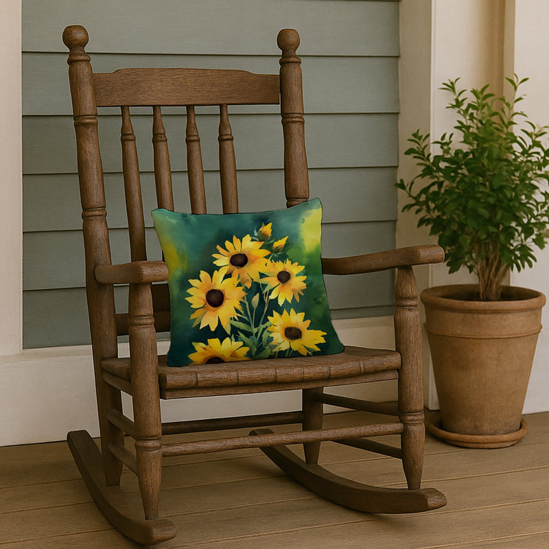 Kentucky Goldenrod in Watercolor Throw Pillow