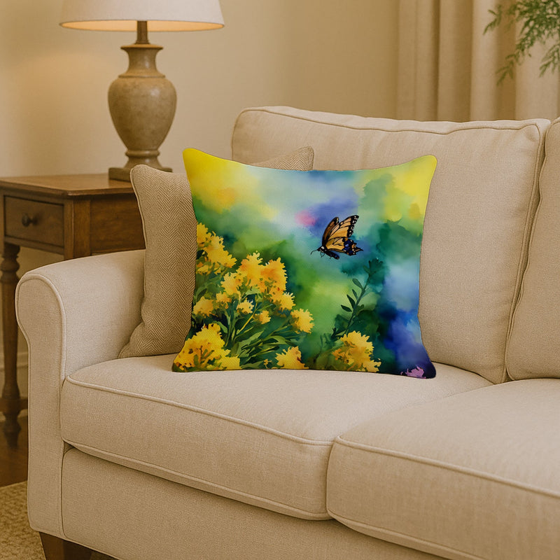 Kentucky Goldenrod in Watercolor Throw Pillow