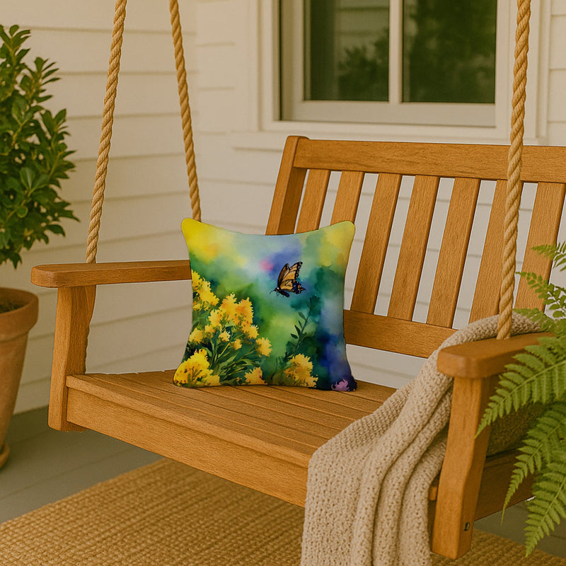 Kentucky Goldenrod in Watercolor Throw Pillow
