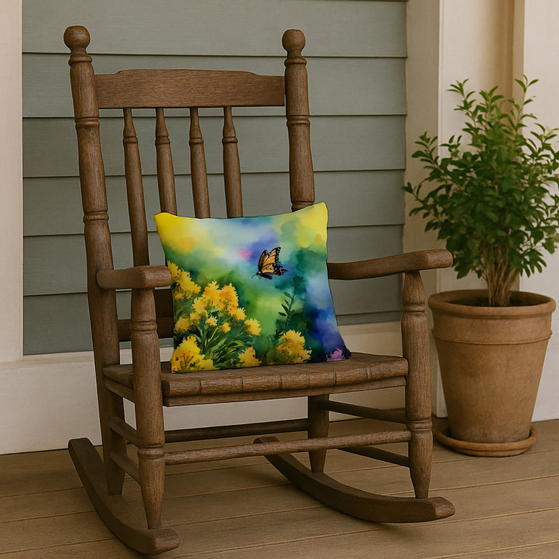 Kentucky Goldenrod in Watercolor Throw Pillow
