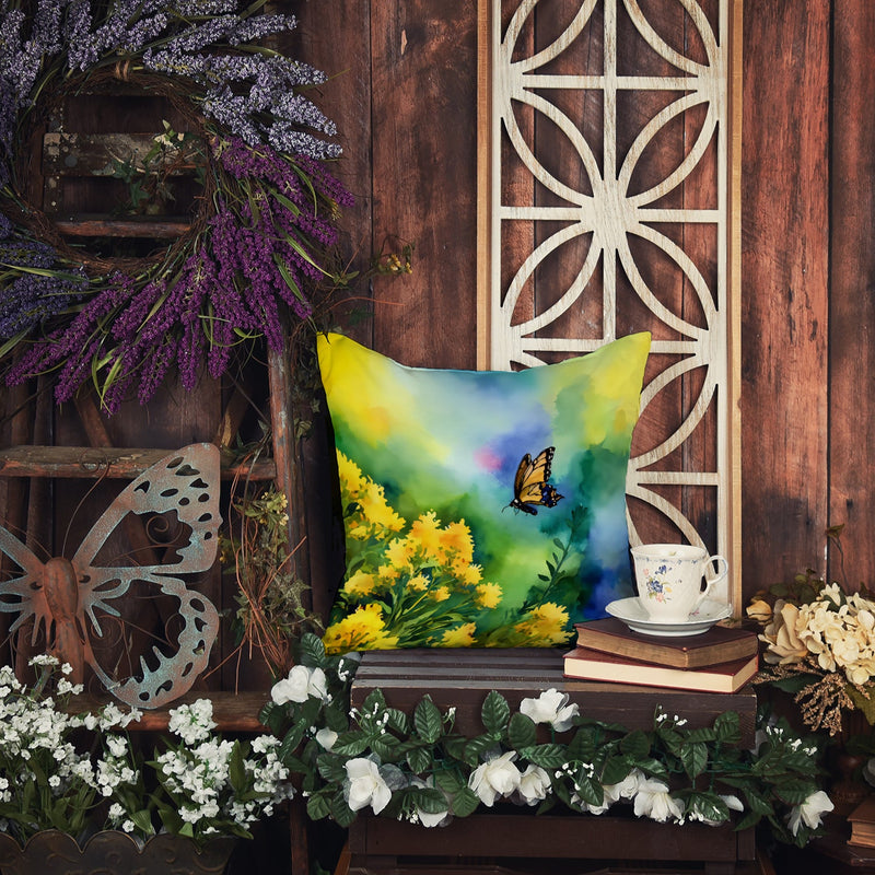 Kentucky Goldenrod in Watercolor Throw Pillow