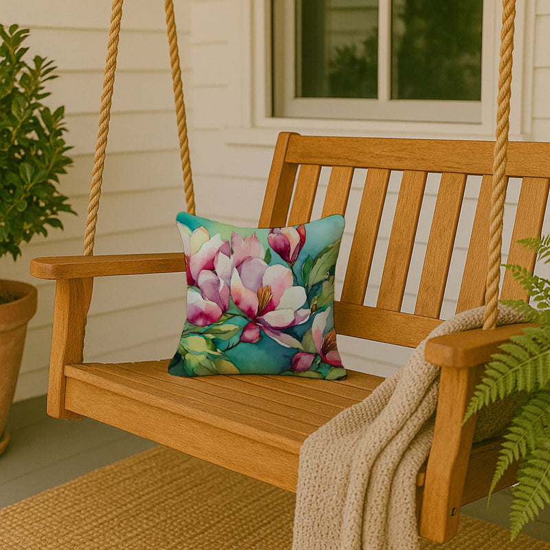 Louisiana Magnolias in Watercolor Throw Pillow