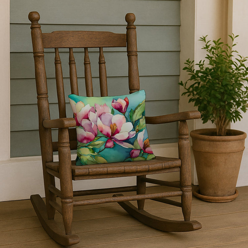 Louisiana Magnolias in Watercolor Throw Pillow