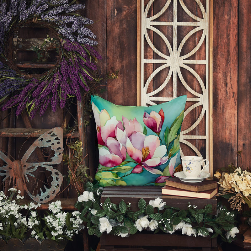Louisiana Magnolias in Watercolor Throw Pillow