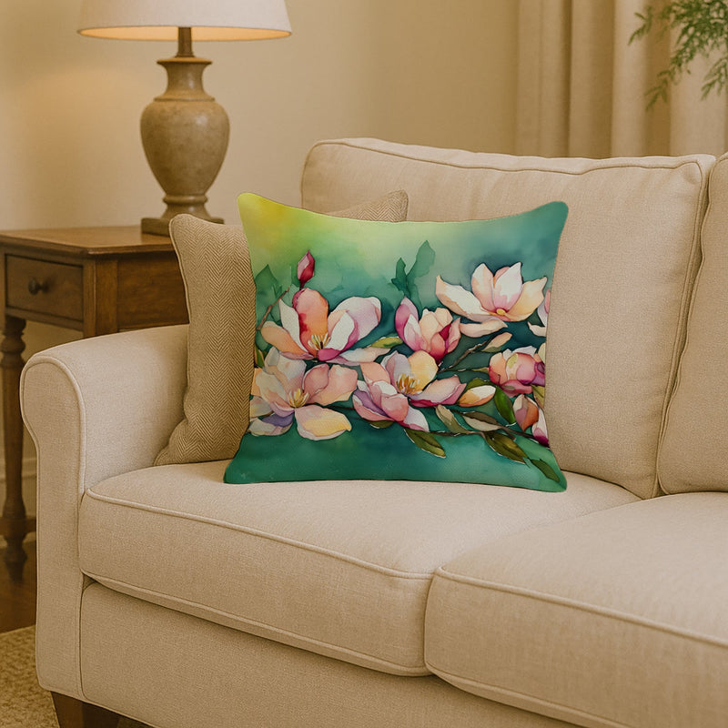 Louisiana Magnolias in Watercolor Throw Pillow