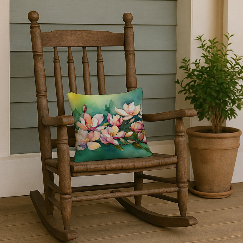 Louisiana Magnolias in Watercolor Throw Pillow