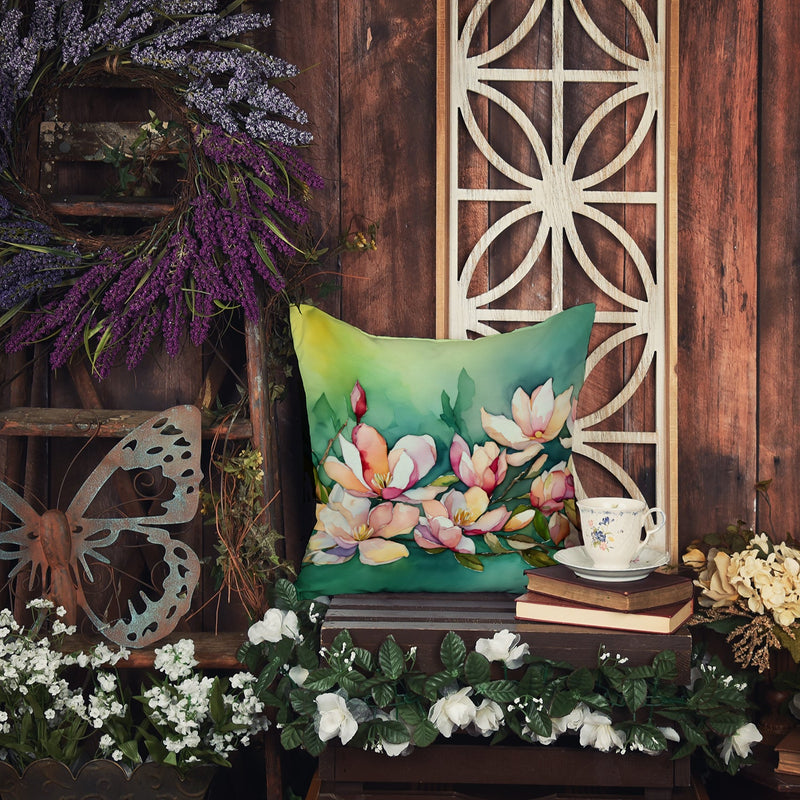 Louisiana Magnolias in Watercolor Throw Pillow