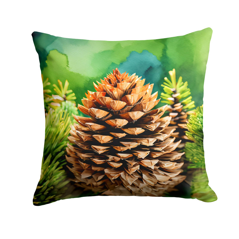 Maine White Pine Cone and Tassels in Watercolor Throw Pillow