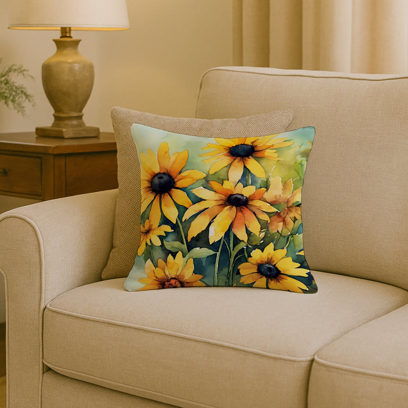 Maryland Black-Eyed Susans in Watercolor Throw Pillow