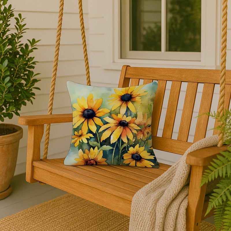 Maryland Black-Eyed Susans in Watercolor Throw Pillow