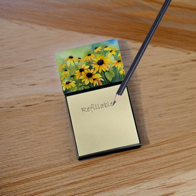 Maryland Black-Eyed Susans in Watercolor Sticky Note Holder- Refiilable Desk Accessory Note Pad