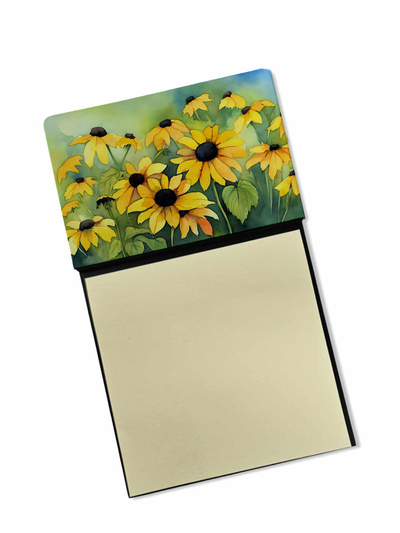 Maryland Black-Eyed Susans in Watercolor Sticky Note Holder- Refiilable Desk Accessory Note Pad