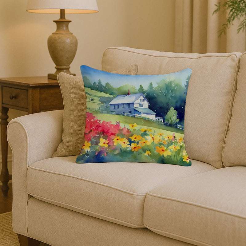 Massachusetts Mayflowers in Watercolor Throw Pillow