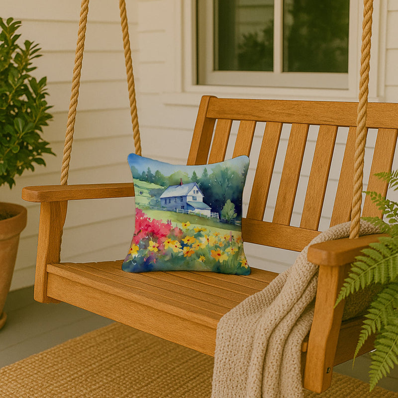 Massachusetts Mayflowers in Watercolor Throw Pillow