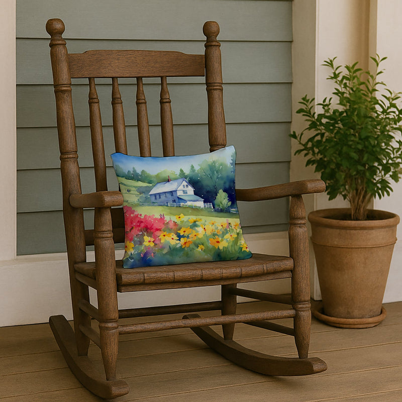 Massachusetts Mayflowers in Watercolor Throw Pillow